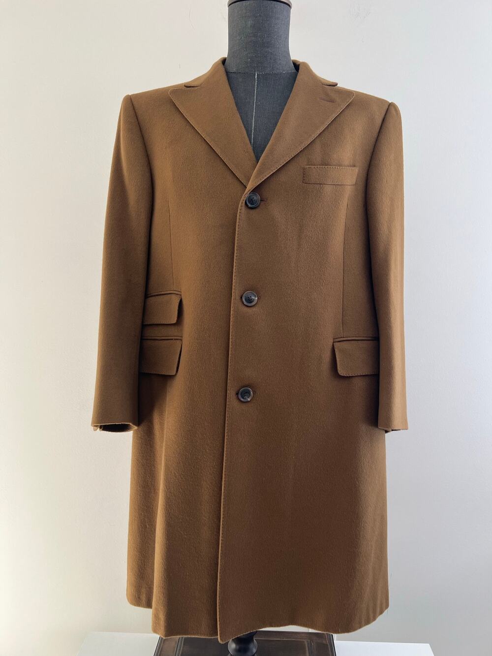 Hickey Freeman 3 Button Long Overcoat Vicuña Color Size 40 SG